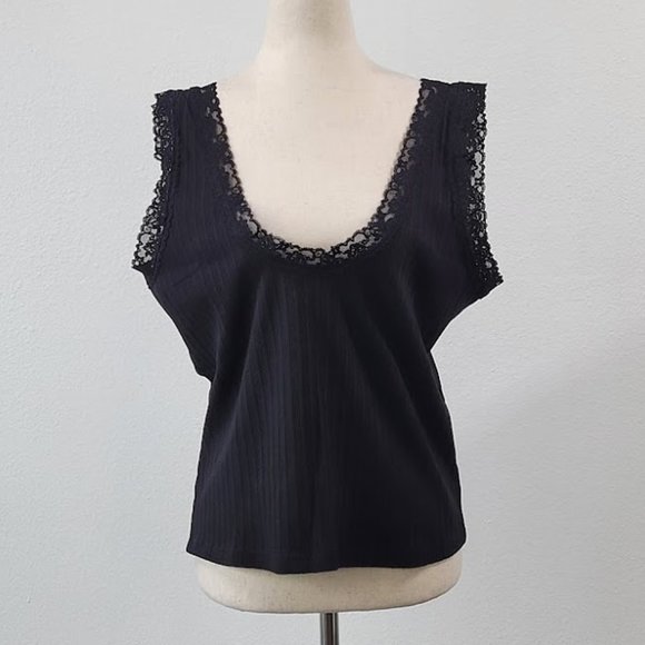 OUR HERITAGE Tops - OUR HERITAGE rib knit tank top black SZ XL